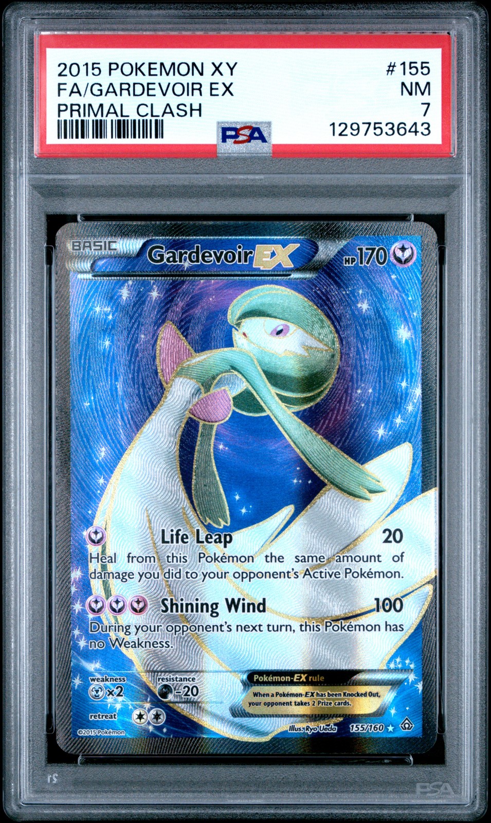 2015 POKEMON XY PRIMAL CLASH #155 FULL ART/GARDEVOIR EX PSA 7