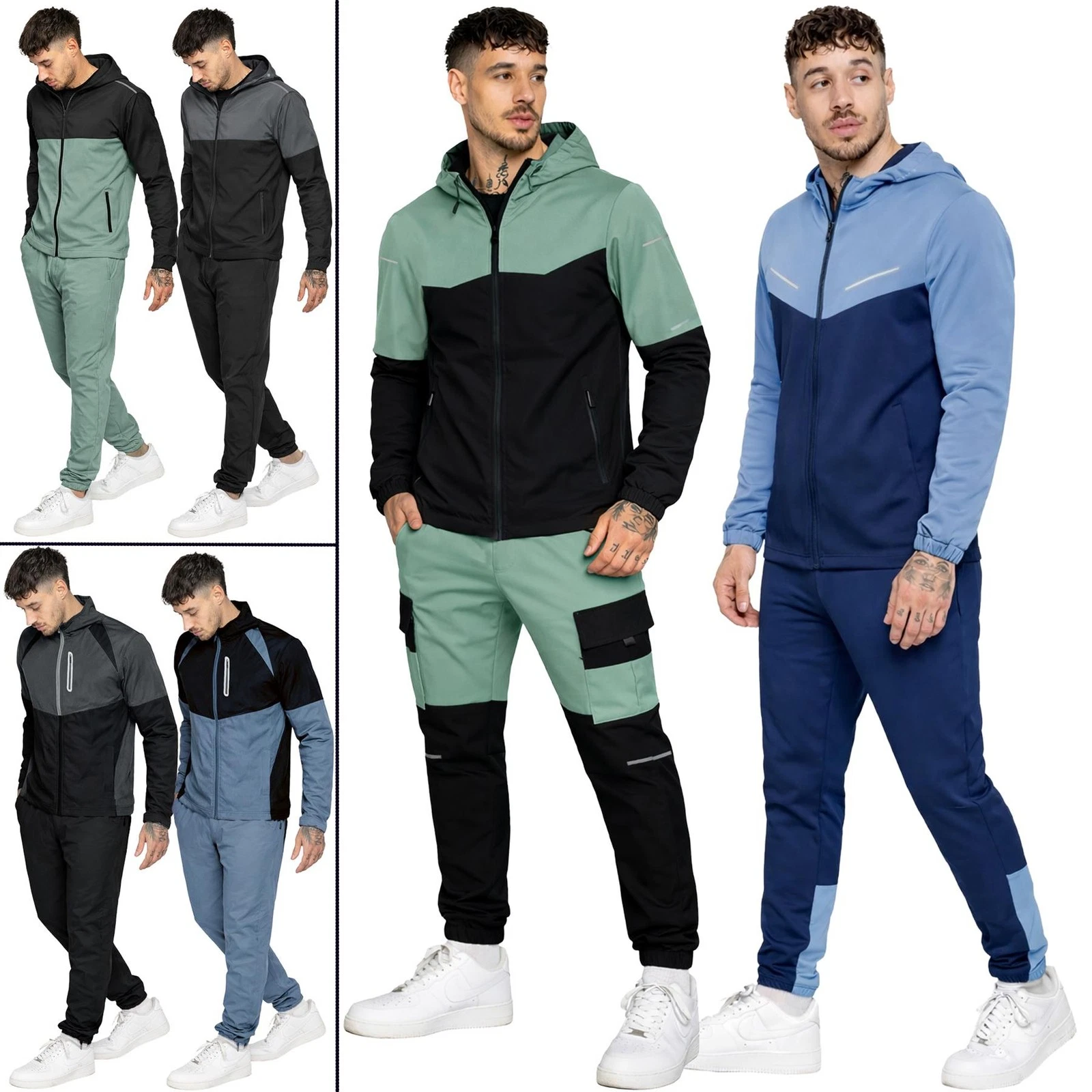 Kruze Mens Active Tracksuit Woven Track Jacket Elasticated Track Pants Set