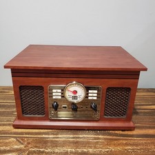 Victrola VTA-200B 6-in-1 Bluetooth Turntable Record Player CD Radio AUX Tested