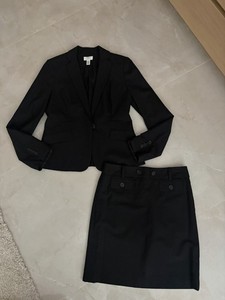 Loft Women Blazer Skirt Suit Black 4P 6