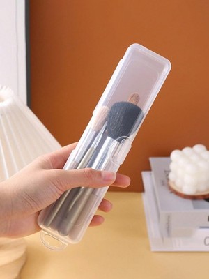 Practical Storage Box 1 Piece Transparent Flip Cover Makeup Brush Case For