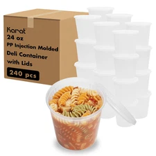 Karat 24oz PP Plastic Injection Molded Deli Containers w/lids (240 sets)