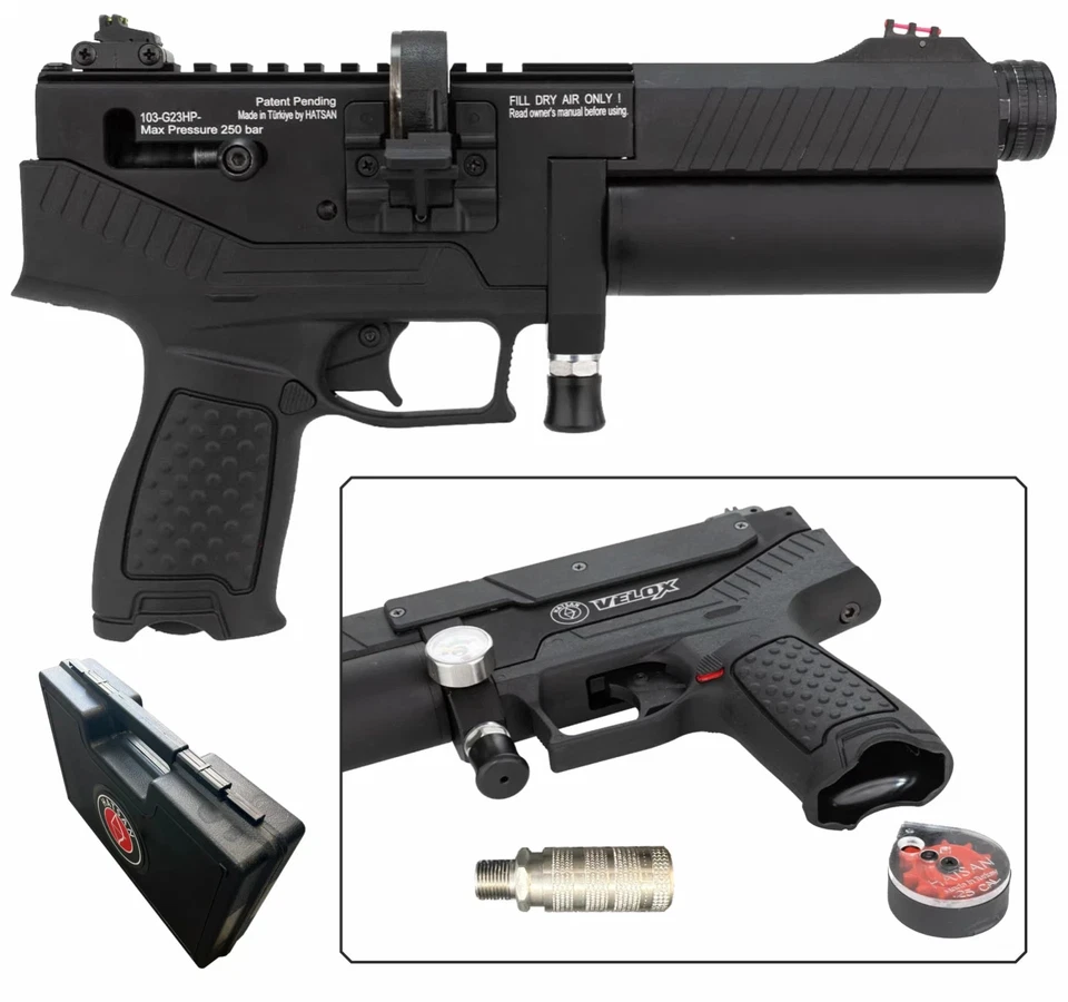Hatsan Velox PCP .25 Cal Semi-Auto Side Bolt Black Air Pistol HGVLX25 - Image 4 of 4