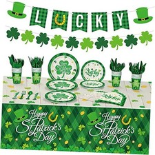 172 Pcs St Patricks Day Party Supplies Serves 24, Includes Shamrock