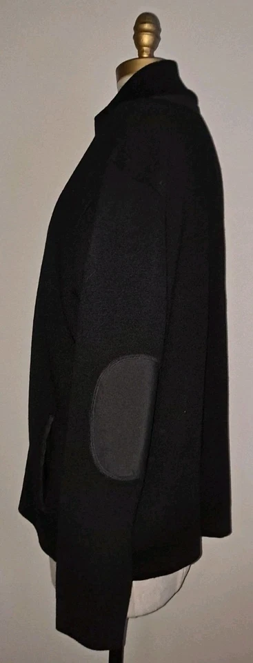 RAFFI LINEA UOMO MENS SZ XL/54 BLACK MERINO WOOL ELBOW PATCH POCKETS CARDIGAN... - Image 2 of 4