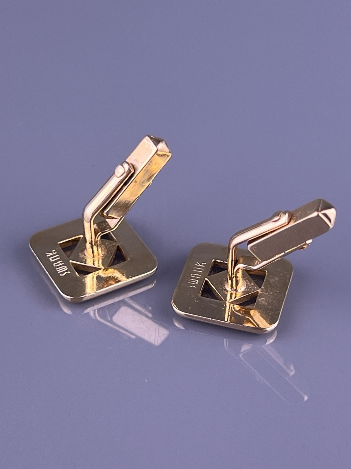 Simple Square & Diamond Shape Cufflinks Gold Tone… - image 6