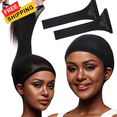 Fandamei Wig Cap, Hair Net for Wigs Women, 30 CM Large Mesh Cap Black 