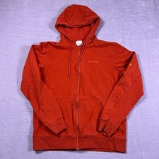Columbia Unisex Orange Two Pocket Logo Full Zip Fleece Hoodie Size Medium