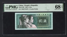 China 2 Jiao 1980 P882 Uncirculated Grade 68