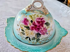 Limoges China Small Cheese Dish with Domed Lid and Aerator/Strainer Plate