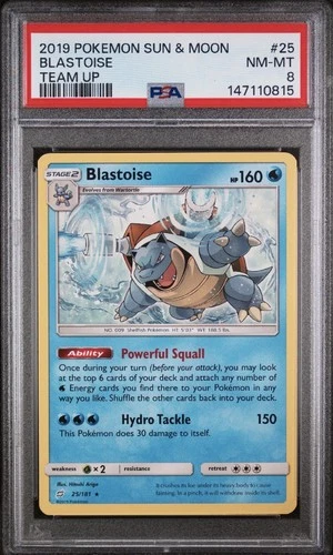 2019 POKEMON SUN & MOON TEAM UP #25 BLASTOISE TEAM UP PSA 8