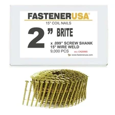 2" x .099 SCREW BRITE COIL NAILS 15-DEG WIRE 9,000ct | CN2099S