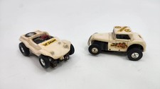 Aurora Thunderjet 500 Slot Cars Hot Rod Coupe  White Dune Buggy Roadster