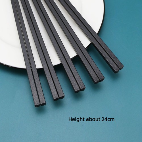 5pairs Black Chinese Chopsticks Food Grade Alloy Chopsticks Restaurant - Picture 2 of 9
