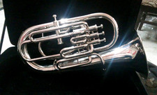 EUPHONIUM 4 VALVE OF PURE BRASS IN SILVER CHROME POLISH CASE BOX FREE SHIPPING