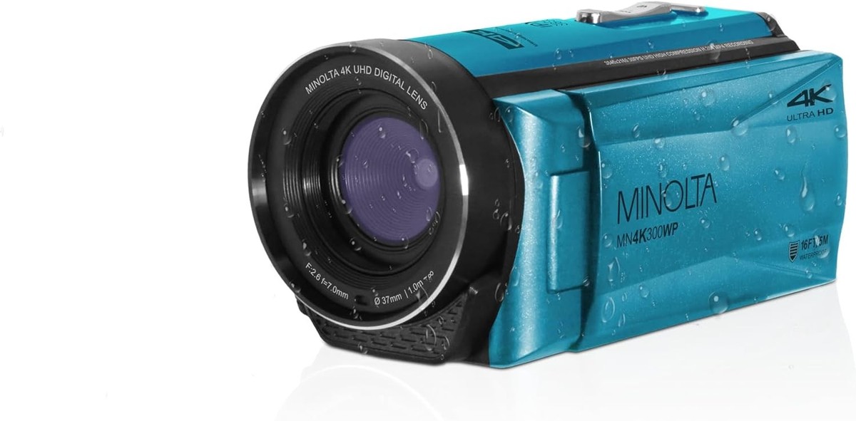 Minolta MN4K300WP 4K Ultra HD / 56 MP Waterproof Camcorder - Blue