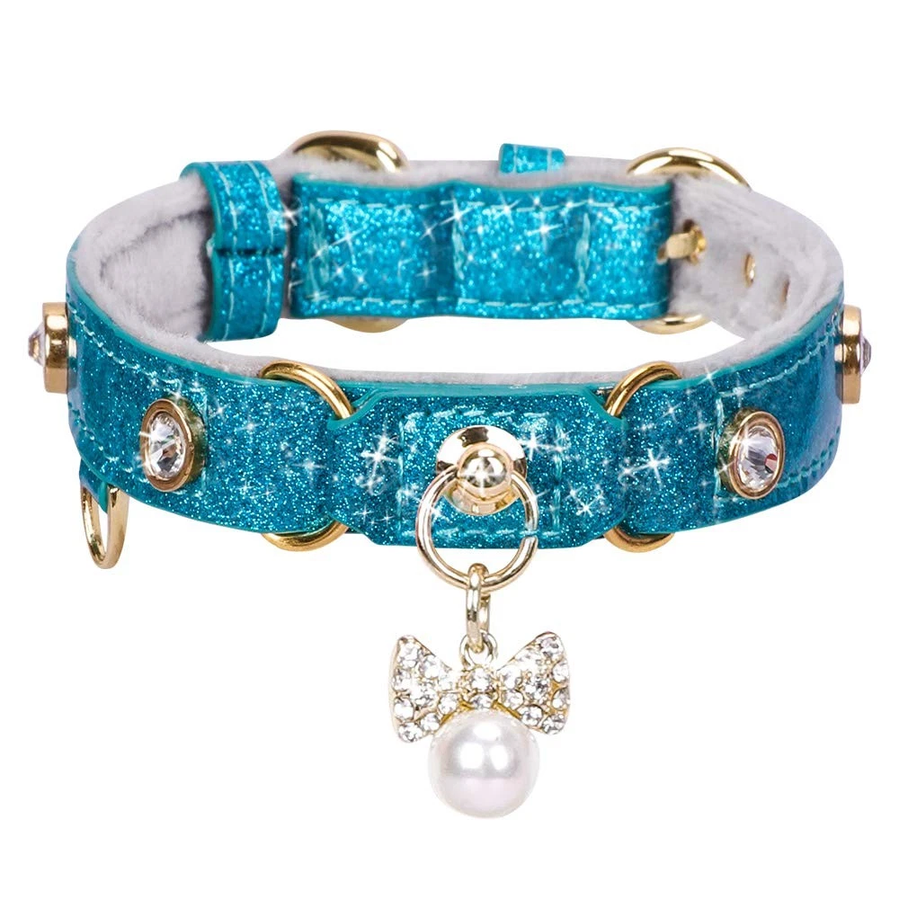 PetsHome Cat Collar, Dog [Bling Rhinestones] Small (Pack of 1), Blue