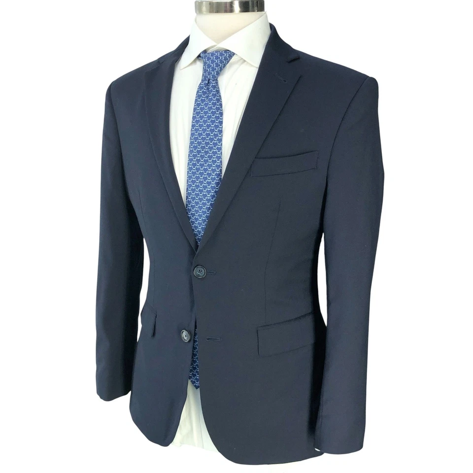 Traje Jos A Bank Para Hombres 36S Azul Marino Dos Piezas 1905 Lana Vestido Chaqueta Pantalones Dos Botones Foto 2 de 4