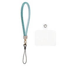 1 Pcs Phone Lanyard, Detachable Wrist Strap Glitters with Phone Patches, Blue