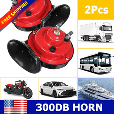 2x 310DB 12V Super Loud Train Horn Waterproof Motorcycle Car Truck SUV Boat Red