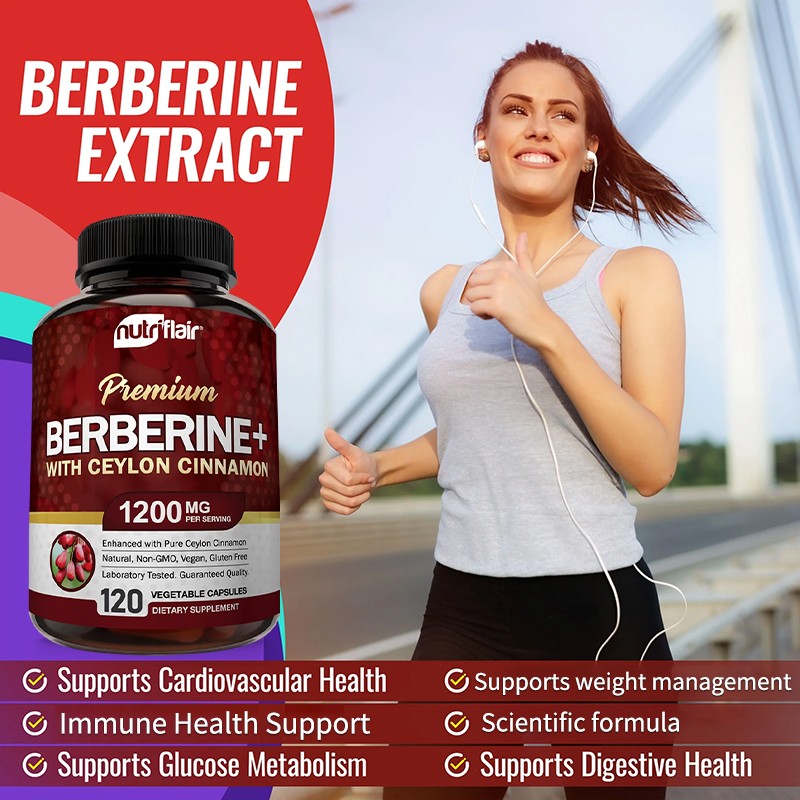 High-quality berberine + Ceylon cinnamon capsules 1200mg - good for heart health