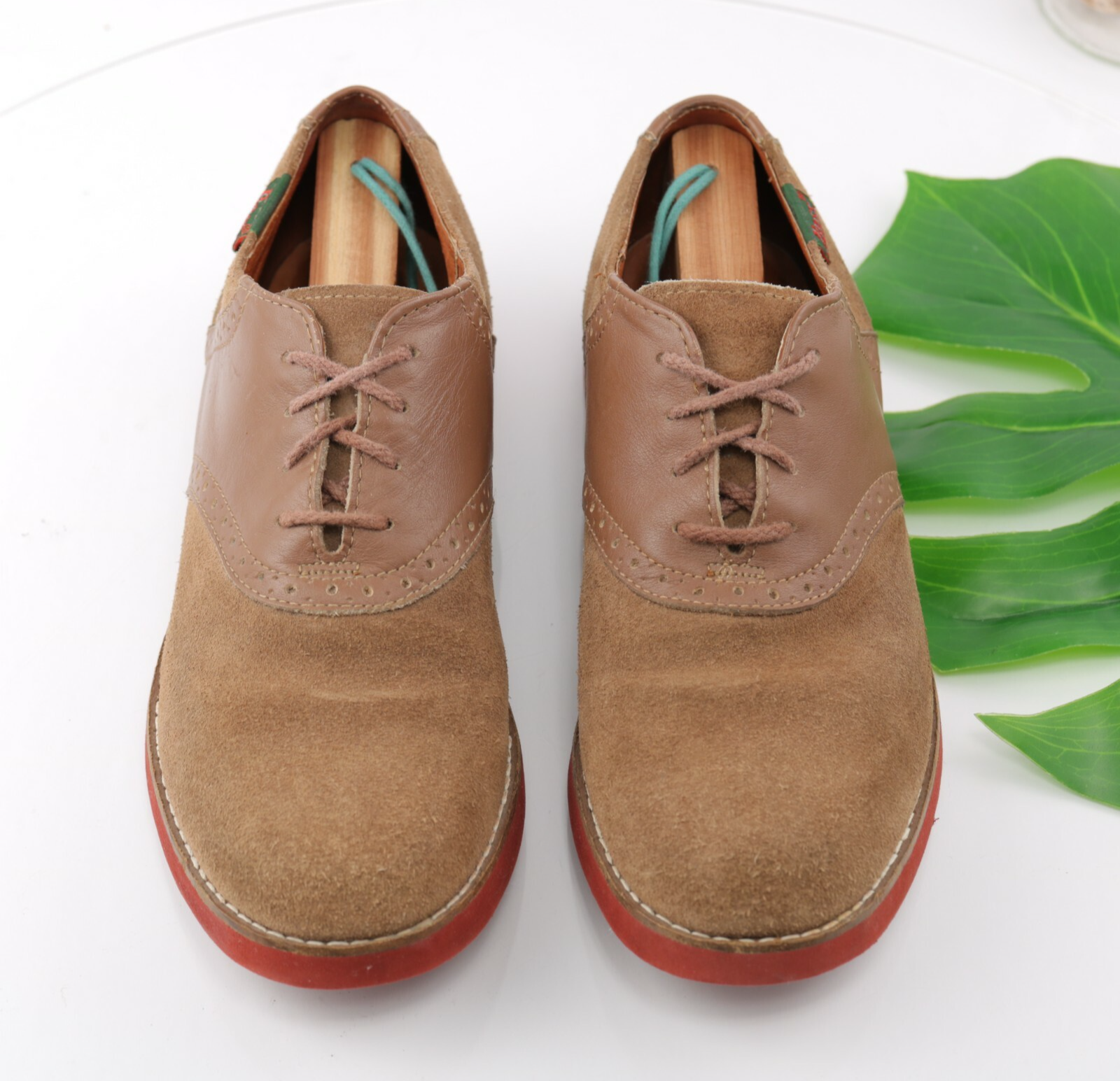 SAOLA Scarpa casual GH Bass uomo sella Oxford taglia 7 5 M pelle scamosciata marrone suola gomma