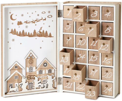 BRUBAKER wiederverwendbarer hölzerner Adventskalender zum Ausfüllen - Frohe Weihnachtsbuch - - Bild 3 von 6