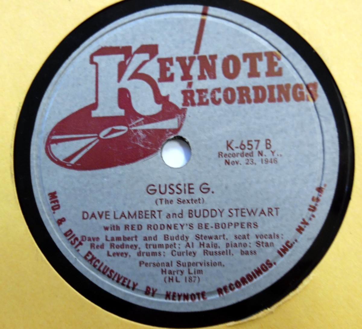DAVE LAMBERT & BUDDY STEWART 78 Perdido KEYNOTE 1946 Jazz Be Bop