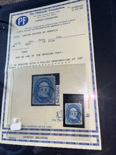 US #86 1c BENNY BOY E GRILL MASS MA CANCEL VF/XF DEEP BLUE 1867 STAMP + PF CERT - Picture 4 of 24