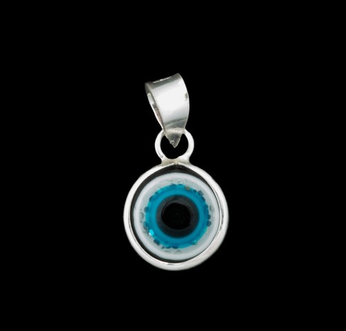 Petit Pendentif Oeil bleu Grec-Turc-Nazar Boncuk 1.2 cm en Argent 925 - 10033 - 第 2/8 張圖片