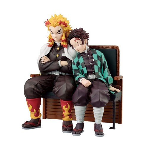 DEMON SLAYER STATUA TANJIRO & KYOJURO BANDAI ICHIBANSHO REVIBLE MOMENT 17CM NEW - Foto 4 di 9