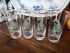 4 Spode Christmas With Gold Trim - 12 Ounce Glasses