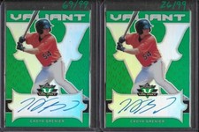 2018 Leaf Valiant Draft CADYN GRENIER Green Prismatic Auto RC /99 Orioles