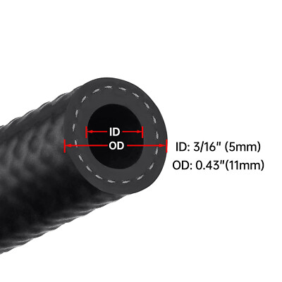 Fuel Line Hose Gas Lines Rubber NBR Push on Hose 3/16'' Fuel Hose Line Transfer