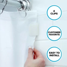Bath & Shower Liner Guard Clips Keep Water in the Shower! From SlipX Solutions