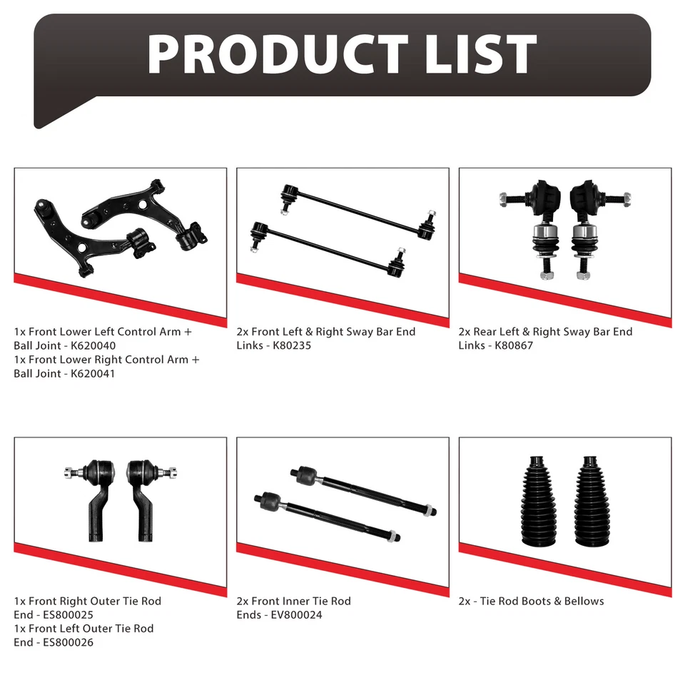 Juego de suspensión de brazo de control delantero inferior derecho derecho derecho 12 piezas para Mazda 3 5 2004-2009 Foto 3 de 4