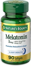 Nature'S Bounty Melatonin, 100% Drug Free Sleep Aid, 5Mg, 90 Softgels