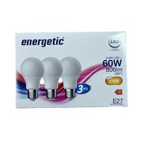 Energetic 3Er Pack Led Leuchtmittel E27 8,6Watt (806Lm) 2700K Warmweiß