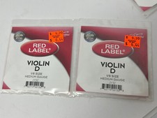 Super Sensitive Red Label Violin D Single String 1/8 Medium, Lot of 2