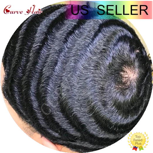 US Afro Curly Weave Mens Toupee HairPiece Full Lace African American Hair Syste - Image 2 of 4
