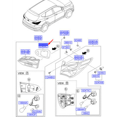 Hyundai Santa Fe MK3 DM Dichtpolster für Rücklicht innen rechts 924652W000teil
