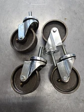 (4pc) 4 Inch  Steel Wheel Swivel 1/2"-13  Threaded Stem Caster (new)
