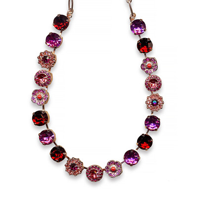 Mariana Necklace Luxurious Ruby, Fuchsia, Rose Peach, & Coral Austrian Crysta...