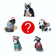 Surprise Realistic Dog Dressed Up As Human  Toy Mini Figure Bulldog Schnauzer 