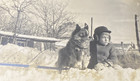 1940s Young Child & Finnish Lapphund Dog Winter Snow Pet Original Photo P18o2