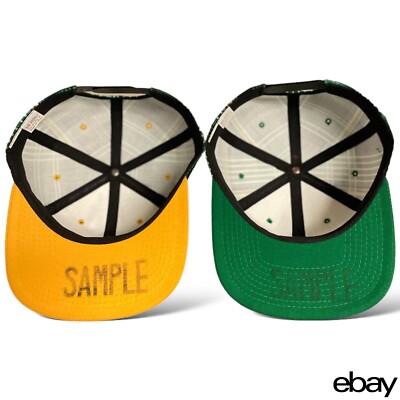 VTG YUPOONG SnapBack Hats - TWO Plaid SAMPLE Caps - UNRELEASED Merchandise RARE 