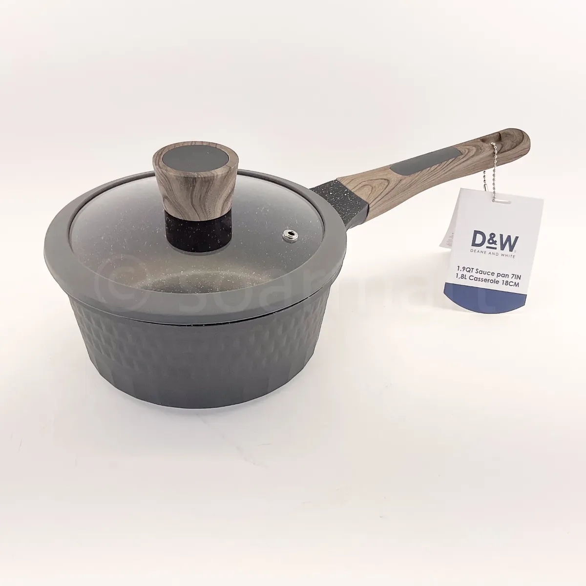 D&W Saucepan NonStick With Lid 7 inch 1.9-Qt Small Pot PFOA Free