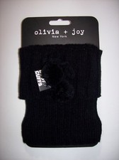 Olivia  Joy New York Boot Cuffs Womens Black Knit OSFM Legwear Pom Pom New