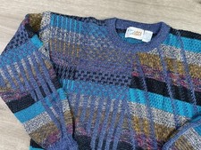 Vintage VAN CORT SWEATER Size Medium Crew Neck Geometric Acrylic Knit Multicolor