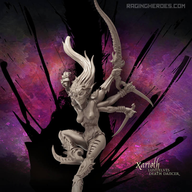 Неистовые Герои, Эльфы похоти, Танцоры смерти, Женщина-воин Ксариот 28 мм